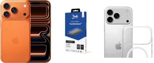 Smartfon Apple iPhone 17 Pro 5G 12/256GB Pomarańczowy (MG8H4) + FlexibleGlass + Etui Armor MagCase. Brązowe smartfony Apple. Za 5,856.00 zł.