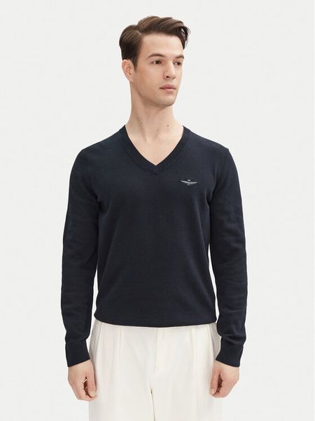 Aeronautica Militare Sweter 251MA1504L506 Granatowy Regular Fit. Niebieskie kardigany męskie Aeronautica Militare, l, bez wzorów, z bawełny, bez ramiączek. Za 259.99 zł.