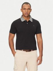 Guess Polo M5GP66 J1314 Czarny Regular Fit. Czarne koszulki polo męskie Guess, l, z aplikacjami, z bawełny, bez kołnierzyka, bez ramiączek. Za 119.99 zł.