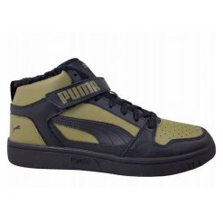 Buty Męskie Średnia Wysokość Rebound. Czarne buty trekkingowe męskie Puma, bez wzorów, sportowe, bez obcasa, bez zapięcia. Za 392.99 zł.
