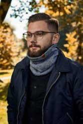 Męski zimowy ciepły komin z polarem K2-LGR. Szaliki męskie Brdrene, na zimę, bez wzorów, z polaru. Za 68.79 zł.