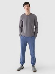4F Spodnie dresowe joggery męskie - niebieskie M. Niebieskie spodnie na co dzień męskie 4f, bez wzorów, z bawełny, sportowe. Za 149.99 zł.