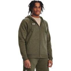 Bluza z kapturem Under Armour UA Rival Fleece FZ, Mężczyźni. Białe bluzy nierozpinane męskie Under Armour, l, bez wzorów, z bawełny, sportowe, bez ramiączek, z kapturem. Za 403.00 zł.