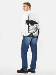 Karl Lagerfeld Jeans Bluza A1M20070 Biały Relaxed Fit. Białe bluzy nierozpinane męskie Karl Lagerfeld Jeans, l, bez wzorów, z bawełny, bez ramiączek, bez kaptura. Za 429.99 zł.
