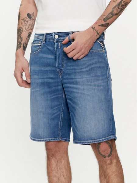 Replay Szorty jeansowe M1072 .000.573 Niebieski Regular Fit. Niebieskie szorty męskie Replay, bez wzorów, z bawełny. Za 469.99 zł.