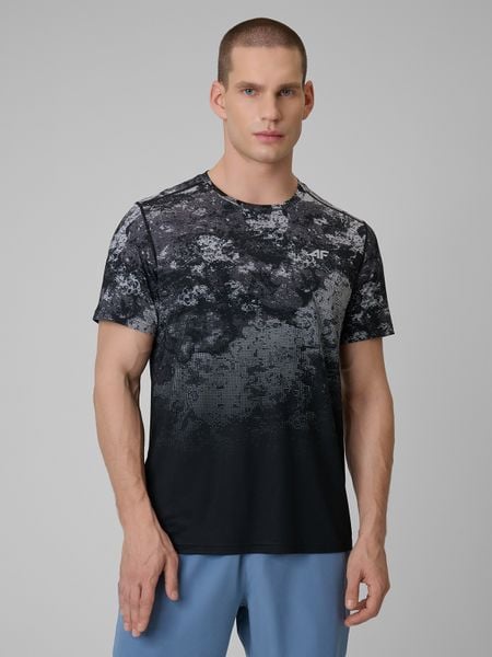 4F Koszulka treningowa regular szybkoschnąca męska - szara M. Szare t-shirty męskie 4f, m, bez wzorów, ze skóry, bez kołnierzyka, bez ramiączek. Za 119.99 zł.