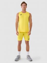 4F Legginsy krótkie treningowe męskie - żółte M. Żółte legginsy męskie 4f, m, bez wzorów, z dzianiny, krótkie, do biegania. Za 109.99 zł.