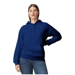 Bluza Z Kapturem Dla Dorosłych Unisex Softstyle Fleece Midweight. Niebieskie bluzy nierozpinane męskie GILDAN, m, bez wzorów, bez ramiączek, z kapturem. Za 112.99 zł.
