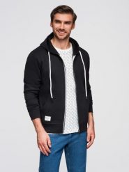 Męska bluza dresowa BASIC rozpinana z kapturem - czarna V5 - Rozmiar: S. Czarne bluzy z kapturem męskie Ombre Clothing, m, z aplikacjami, z bawełny, z kapturem. W wyprzedaży za 157.49 zł.