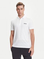 BOSS Polo Check 50545692 Biały Slim Fit. Białe koszulki polo męskie Boss, m, bez wzorów, z syntetyku, bez kołnierzyka, bez ramiączek. Za 509.99 zł.