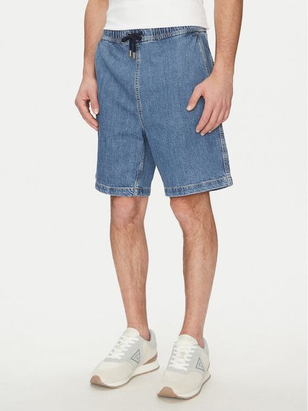 Guess Jeans Szorty jeansowe M5GD35 D5M54 Niebieski Regular Fit. Niebieskie szorty męskie Guess Jeans, z aplikacjami, z bawełny. Za 164.00 zł.