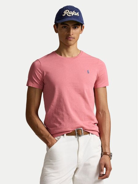 Polo Ralph Lauren T-Shirt 710671438433 Różowy Custom Slim Fit. Czerwone koszulki polo męskie Polo Ralph Lauren, m, bez wzorów, z bawełny, bez kołnierzyka, bez ramiączek. Za 219.99 zł.
