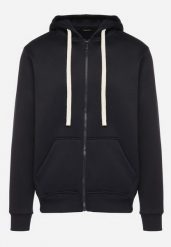 Granatowa Rozpinana Bluza z Kapturem z Bawełną Ozdobiona Sznurkami Nerrise. Niebieskie bluzy z kapturem męskie Born2be, l, bez wzorów, z bawełny, z kapturem. Za 89.99 zł.