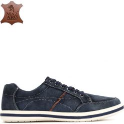 Granatowe Skórzane Półbuty Opio. Buty sportowe na co dzień męskie marki Born2be. Za 89.99 zł.