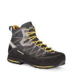 Buty trekkingowe męskie Aku Trekker L3 Gtx. Szare buty trekkingowe męskie Aku, bez wzorów, z materiału, sportowe, za kostkę, bez obcasa, bez zapięcia. Za 869.99 zł.