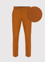 PAKO LORENTE – Pomarańczowe spodnie garniturowe P22SF-6G-021-P-S. Brązowe eleganckie spodnie męskie Pako Lorente, bez wzorów, z elastanu. Za 349.99 zł.