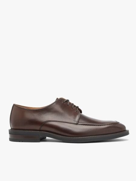 Brązowe półbuty premium wizytowe. Brązowe eleganckie półbuty męskie Ryłko, ze skóry, biznesowe, bez obcasa, bez zapięcia. Za 549.99 zł.