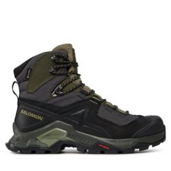 Trekkingi Salomon. Zielone buty trekkingowe męskie Salomon, bez wzorów, z gore-texu, sportowe, bez obcasa, bez zapięcia. Za 749.99 zł.