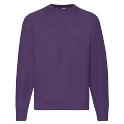 Klasyczna Bluza Raglanowa Unisex Dla Dorosłych. Fioletowe bluzy nierozpinane męskie Fruit of the Loom, m, bez wzorów, klasyczne, bez ramiączek, bez kaptura. Za 80.99 zł.
