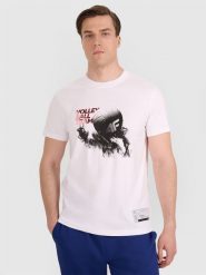 4F T-shirt regular z nadrukiem siatkarskim męski - biały XL. Białe t-shirty sportowe męskie 4f, l, bez wzorów, z bawełny, klasyczne, bez ramiączek. W wyprzedaży za 39.99 zł.