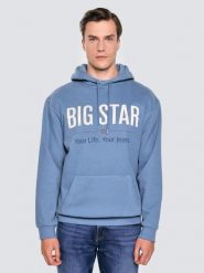 Bluza męska z kapturem z logo BIG STAR niebieska Ashlyno 402. Niebieskie bluzy z kapturem męskie Big Star, l, bez wzorów, z dzianiny, z kapturem. Za 249.99 zł.