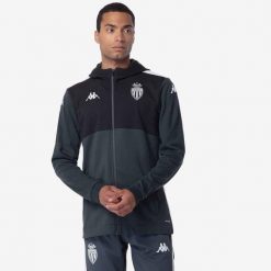 Bluza AS Monaco Arufeod 8 2024/25. Czarne bluzy nierozpinane męskie Kappa, bez wzorów, sportowe, bez ramiączek, bez kaptura. W wyprzedaży za 273.10 zł.