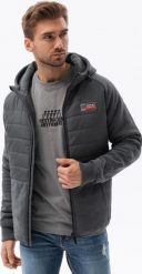 Ombre Kurtka męska z łączonych tkanin - V3 ciemnoszara C601 L. Szare kurtki męskie Ombre, l, bez wzorów, bez ramiączek, bez kaptura. Za 139.99 zł.