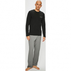 Calvin Klein Underwear - Piżama. Czarne piżamy męskie Calvin Klein Underwear, z nadrukiem, z bawełny, z okrągłym kołnierzem. Za 329.90 zł.