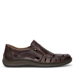 Półbuty Rieker. Niebieskie codzienne półbuty męskie Rieker, bez wzorów, bez obcasa, bez zapięcia. Za 299.99 zł.