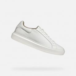 Sneakersy Geox Deiven. Białe buty sportowe na co dzień męskie Geox, bez wzorów, sportowe, bez ramiączek, bez kaptura, na jogę i pilates. Za 349.99 zł.