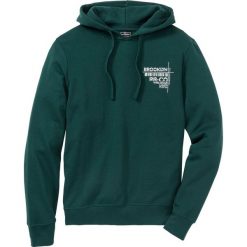 Bluza z kapturem Slim Fit bonprix ciemnozielony. Bluzy nierozpinane męskie marki bonprix. Za 79.99 zł.