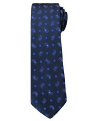 Stylowy Krawat Męski w Oryginalny Wzór PAISLEY- 6 cm - Angelo di Monti, Granatowy. Niebieskie krawaty i muchy męskie Angelo di Monti, bez wzorów, eleganckie. Za 45.00 zł.