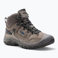 Buty trekkingowe męskie KEEN Targhee IV Mid WP. Szare buty zimowe męskie Keen, bez wzorów, sportowe, bez obcasa, bez zapięcia. Za 569.99 zł.