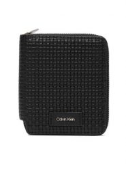 Calvin Klein Portfel Embossed Woven Zip Billfold LV04D1112G Czarny. Czarne portfele męskie Calvin Klein, bez wzorów, ze skóry. Za 249.99 zł.