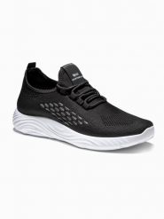 Trampki męskie sneakersy T390 - czarne - 41. Czarne buty sportowe na co dzień męskie Ombre Clothing, m, bez wzorów, z materiału, bez ramiączek, bez kaptura. W wyprzedaży za 69.99 zł.