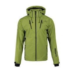 Kurtka softshell męska Vara 1SS. Zielone kurtki męskie Bergson, m, bez wzorów, z softshellu, bez kaptura, trekkingowe. W wyprzedaży za 449.00 zł.