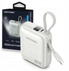 Vention 10000mAh 35W PD z wbudowanym kablem USB-C beżowy. Brązowe powerbanki Vention. Za 163.04 zł.