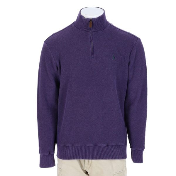 Second life - Męski sweter z kołnierzem na zamek - Stan bardzo dobry. Fioletowe swetry męskie Ralph Lauren, bez wzorów, sportowe, bez kołnierzyka, bez ramiączek. Za 212.96 zł.