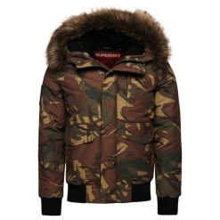 Kurtka z kapturem Superdry Everest. Brązowe kurtki męskie Superdry., m, bez wzorów, z puchu, bez ramiączek, z kapturem. W wyprzedaży za 691.95 zł.