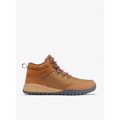 Buty męskie outdoor Columbia Fairbanks Mid. Brązowe buty zimowe męskie Columbia, bez wzorów, sportowe, bez obcasa, bez zapięcia. Za 419.99 zł.