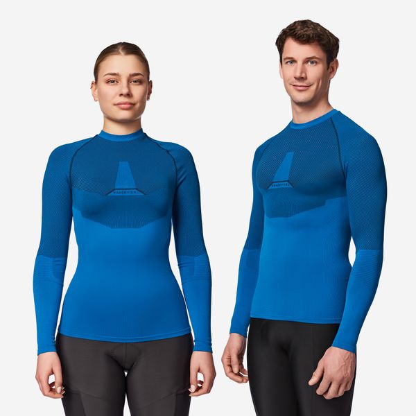 Koszulka termoaktywna męska Van Rysel Training. Niebieskie bielizna termoaktywna męska VAN RYSEL, l, bez wzorów, z elastanu, bez ramiączek, na fitness i siłownię. W wyprzedaży za 79.99 zł.