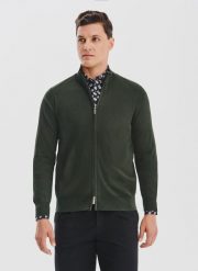 PAKO LORENTE - Zielony rozpinany sweter męski. Zielone kardigany męskie Pako Lorente, bez wzorów, z poliamidu, bez kołnierzyka, bez ramiączek. Za 199.99 zł.