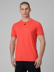 4F Koszulka treningowa regular szybkoschnąca męska - czerwona XXL. Czerwone t-shirty męskie 4f, m, bez wzorów, bez kołnierzyka, bez ramiączek. Za 99.99 zł.