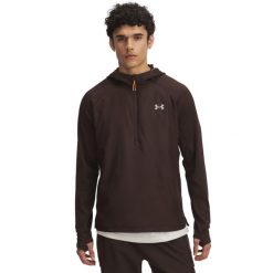 Bluza z kapturem Under Armour Launch. Brązowe bluzy nierozpinane męskie Under Armour, bez wzorów, sportowe, bez ramiączek, z kapturem. Za 358.50 zł.