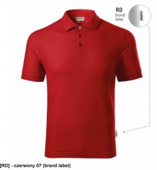 Reserve R22 - ADLER - Koszulka polo męska, 200 g/m2 - czerwony 07 (brand label) S. Czerwone koszulki polo męskie RIMECK, m, bez wzorów, bez kołnierzyka, bez ramiączek. Za 49.05 zł.