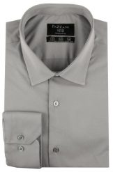 Jednokolorowa, Bawełniana Koszula o Prostym Kroju - Ciemnoszara. Szare koszule męskie Pazzani, bez wzorów, z bawełny, bez kołnierzyka, bez ramiączek. Za 169.00 zł.