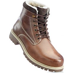 Kozaki skórzane bonprix brązowy. Brązowe buty zimowe męskie bonprix. Za 269.99 zł.