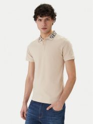 Guess Polo M6GP66 K3070 Beżowy Slim Fit. Brązowe koszulki polo męskie Guess, m, z aplikacjami, z bawełny, bez kołnierzyka, bez ramiączek. Za 269.99 zł.
