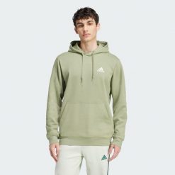 Bluza z kapturem Essentials Fleece. Zielone bluzy nierozpinane męskie ADIDAS, m, bez wzorów, z kapturem. Za 179.00 zł.