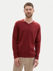 Tom Tailor Sweter 1039806 Czerwony Regular Fit. Czerwone kardigany męskie Tom Tailor, m, bez wzorów, z bawełny, bez ramiączek. Za 139.99 zł.